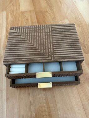 Target Brown Textured Jewelry Box with Gold Hardware